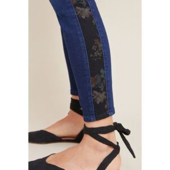 Pilcro High Rise Floral Contrast Skinny Jeans 14 - Picture 4 of 10